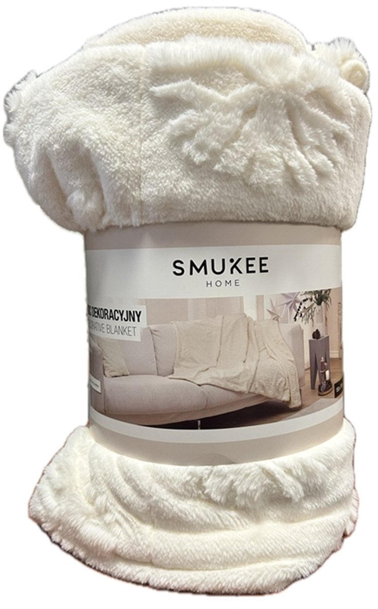Smukee Decoratieve Plaid Zacht 130 x 170 cm Wit Ecru