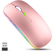 Souris sans fil, fine, rechargeable, silencieuse, portable 2,4 GHz, souris optique USB sans fil avec récepteur USB pour ordinateurs portables, PC, ordinateurs et Mac (or rose)