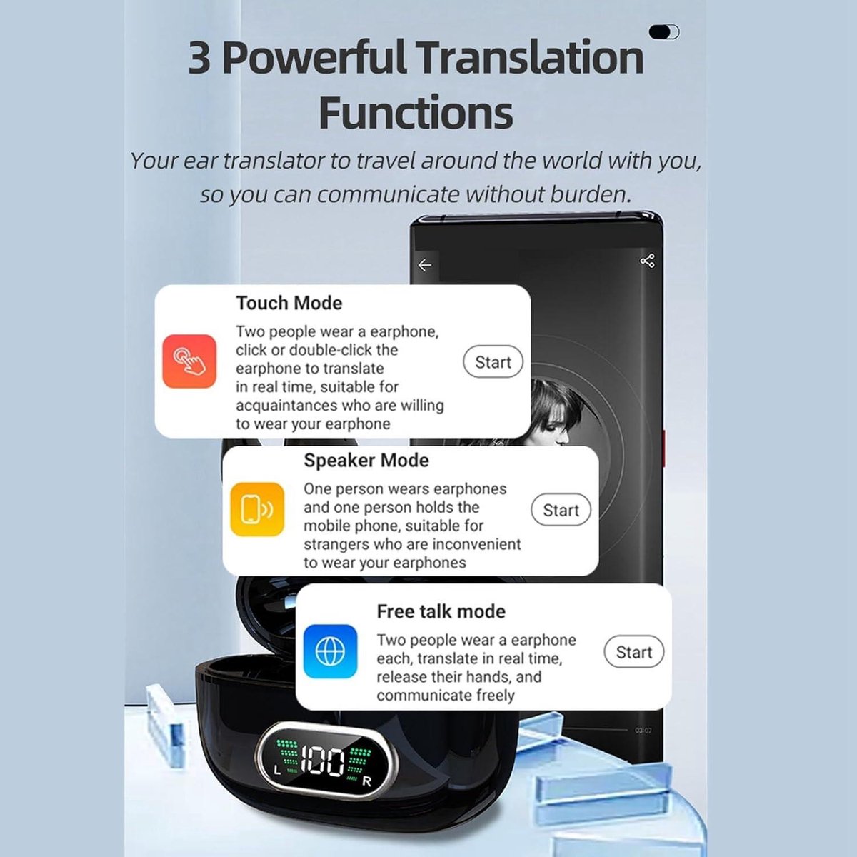 Allecto Plus Draadloze Oortjes Realtime Vertaalapparaat - afbeelding 3