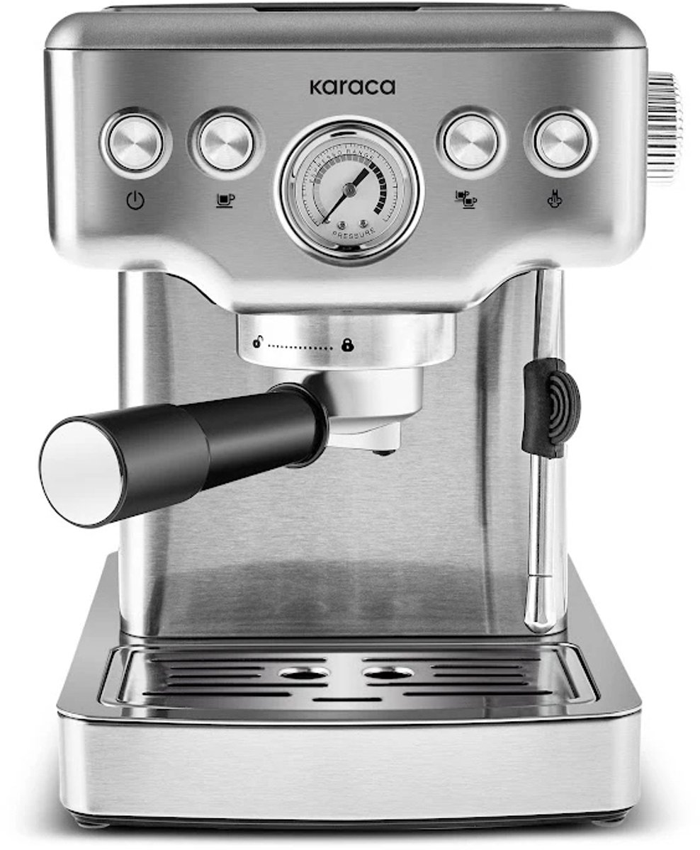 Karaca Coffee Art 1353 Espressomachine – 20 Bar – 1350W – 1,8L Watertank – Melkopschuimer – Manometer – Zwart