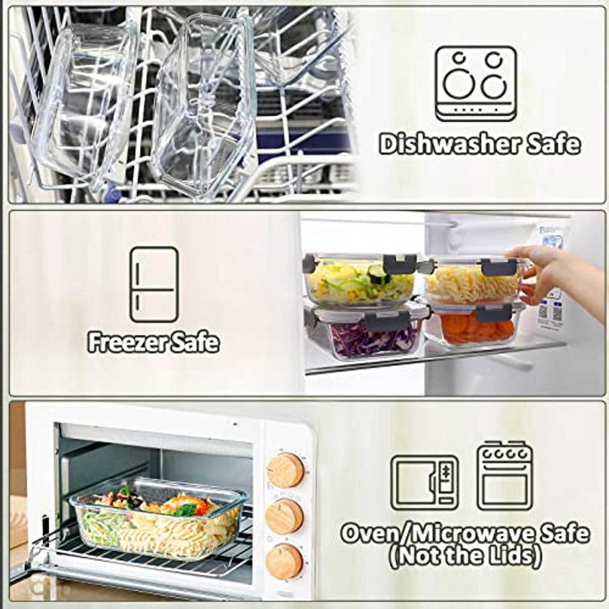 Glazen voedselopslag containerset met 5 stuks - 48 oz