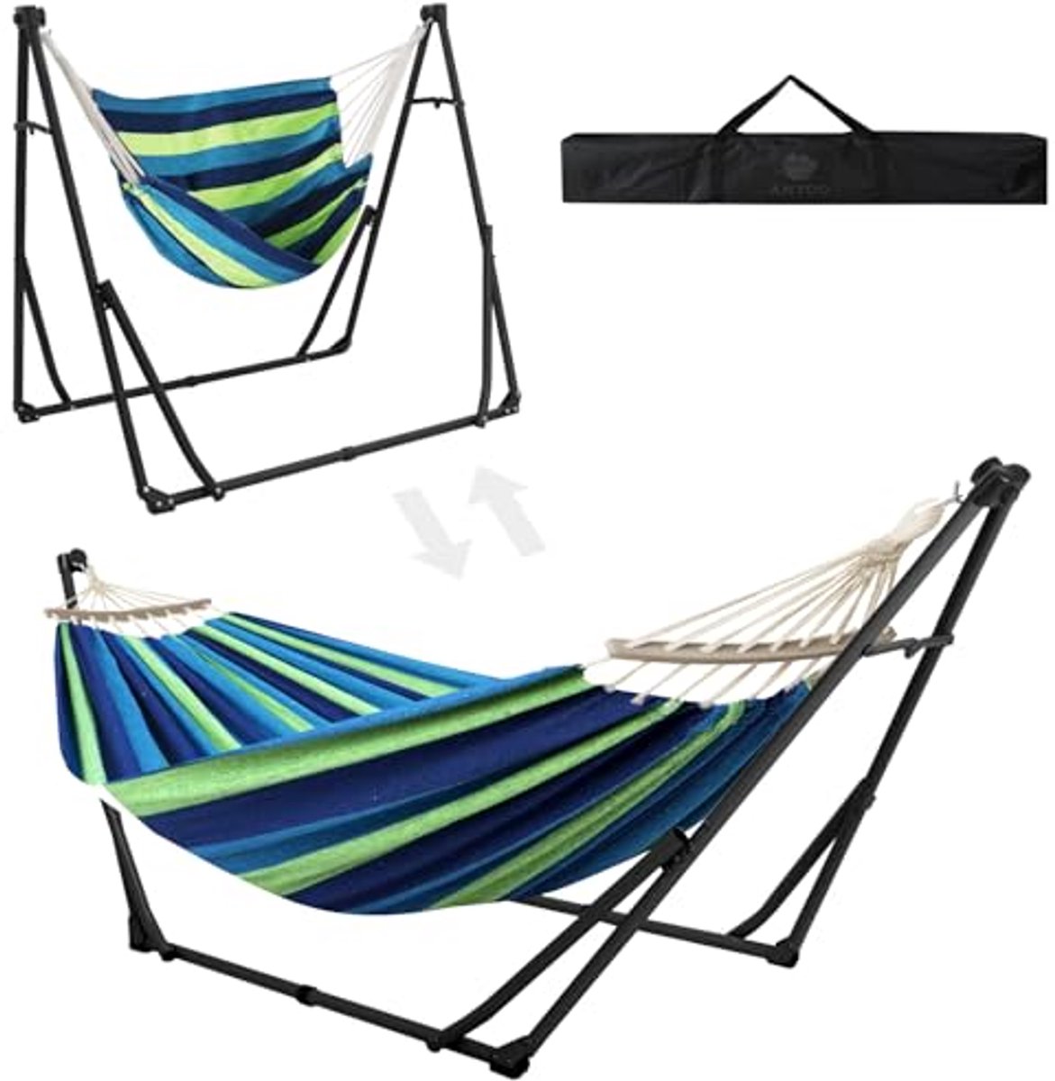 Hangmat en hangstoel met opvouwbaar frame voor outdoor, tuin, terras en camping