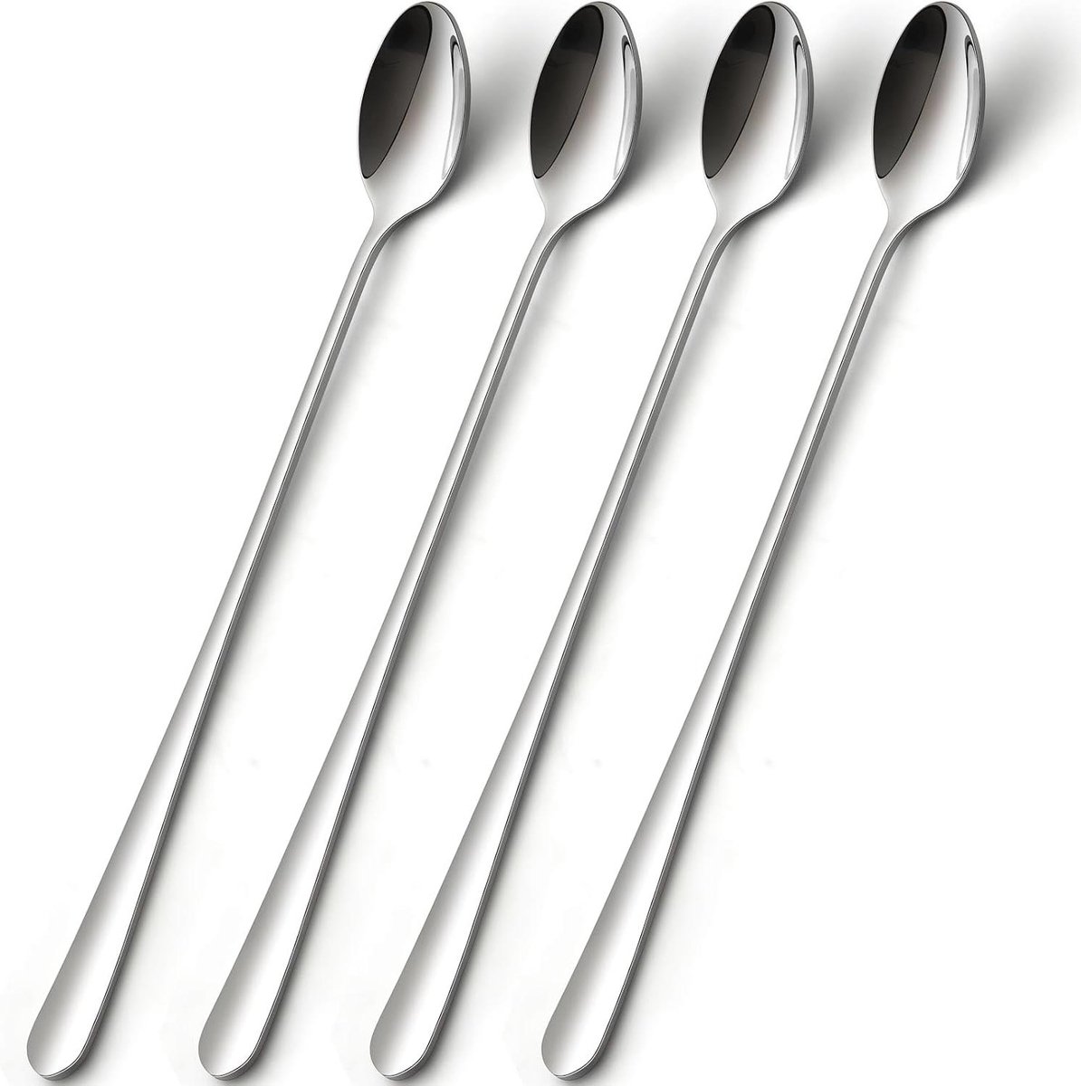 Orivio - Lepelset voor Latte Macchiato en cocktails, 4-delig, 22,3 cm; lange, cocktail-, dessert- en ijslepel van roestvrij staal; vaatwasmachinebestendig.
