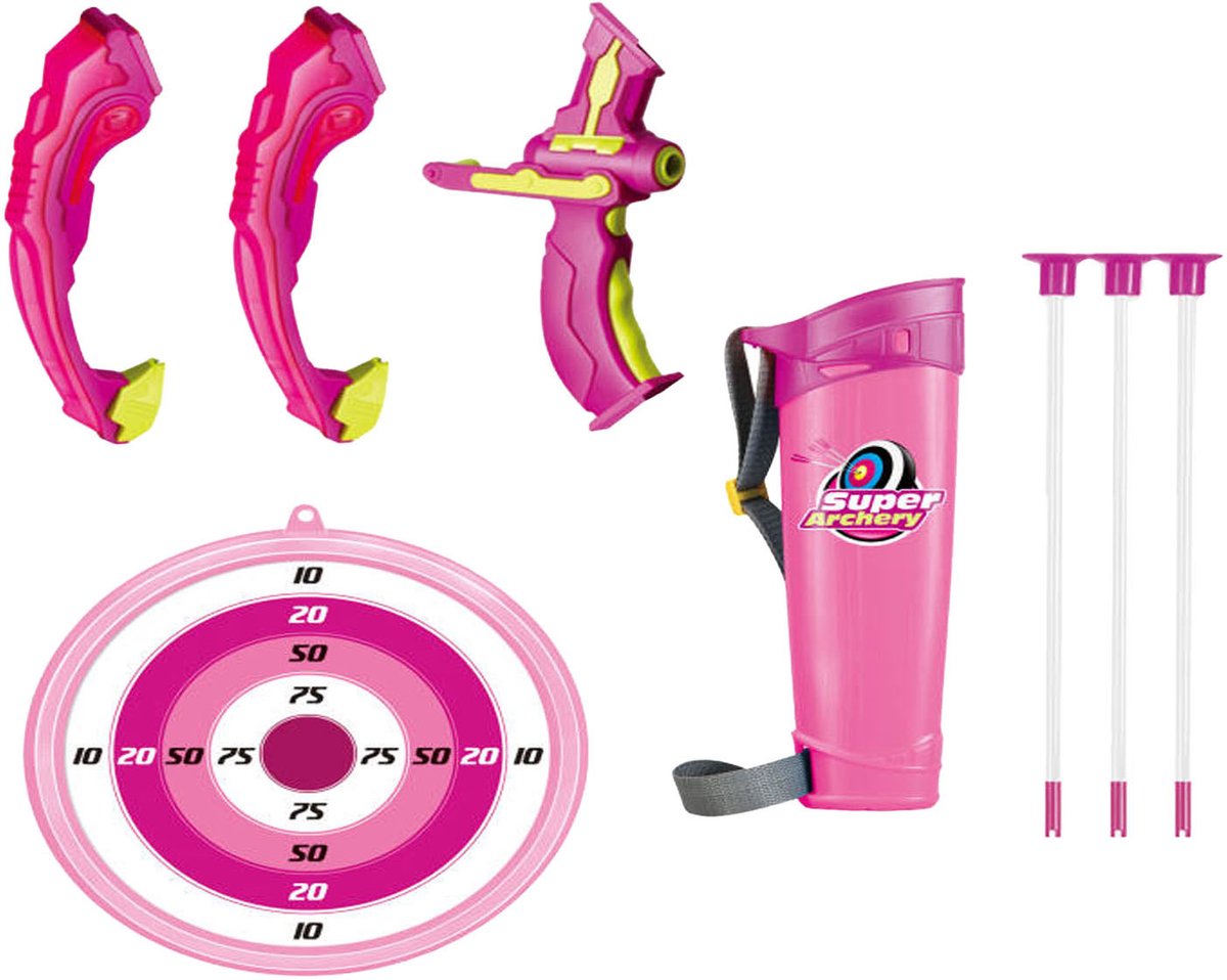 Lobbes pijl- en boogset speelgoed met licht roze voor kinderen.