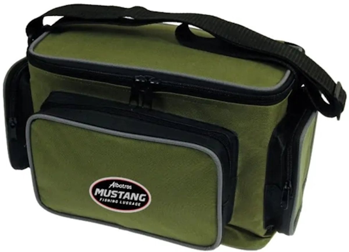 Albatros Mustang Tacklebox Tas - stevige hengelsporttas met hoofdvak, zijvakken en verstelbare schouderriem