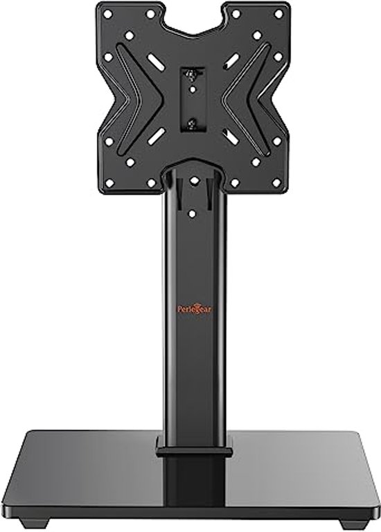 Hemudu Universele tv-standaard, tafelblad, tv-standaard met wandhouder voor 32 tot 65 inch 4 niveaus, in hoogte verstelbaar, zware gehard glas, geschikt voor schermen tot 100 lbs, HT03B-002