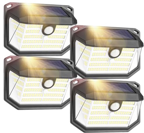 Linkind StarRay Solarlampen voor buiten, met bewegingsmelder, 3 modi en 2 montage, 3000 K, warmwit, helder zonnelamp, 1000 lm, IP67, buitenwandlamp, tuin, StarRay voor oprit, garage, 2 stuks