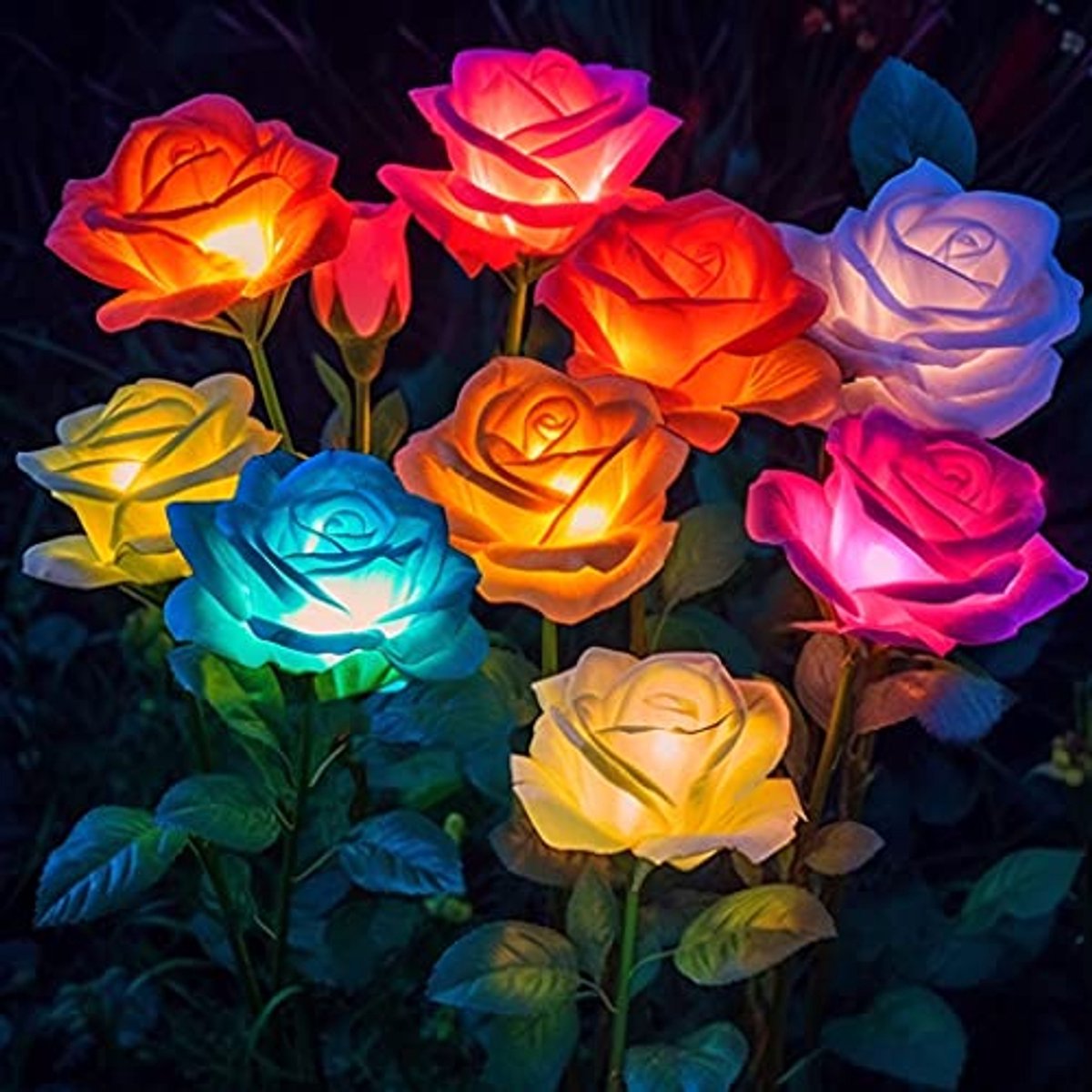 Waterdichte tuinverlichting op zonne-energie met 20 rozenlampen - Set van 4