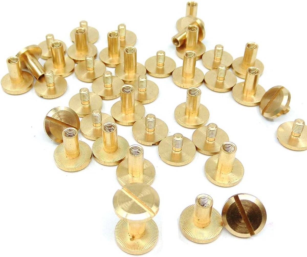 Chicago Binding Screws - Pure Copper Metal Round Cross Head Rivets - Flat Fasteners voor Leer - Boek - Scrapbook - Foto Album - Gereedschap - 4x8mm