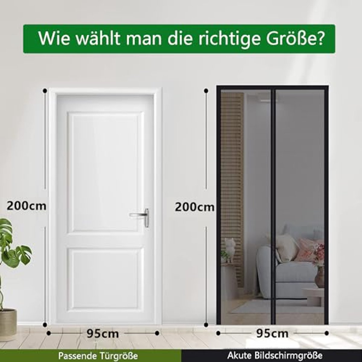 Magnetisch Vliegengaas voor Deuren en Ramen - 95 x 200 cm - Effectieve Insectenbescherming - Zwart