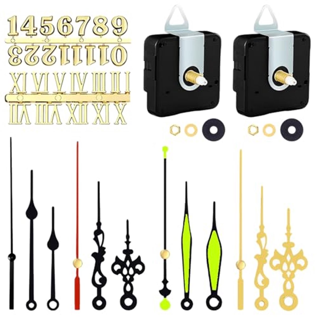 Klok Mechanismen Set - 2 Stuks met 4 Stijlen voor Wandklok Reparatie