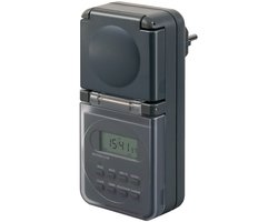 Brennenstuhl digitale Timer weekschakelklok IP44, digitale Tijdschakelaar met stopcontact (weekschakelklok voor buitengebruik, met hogere contactbescherming) antraciet