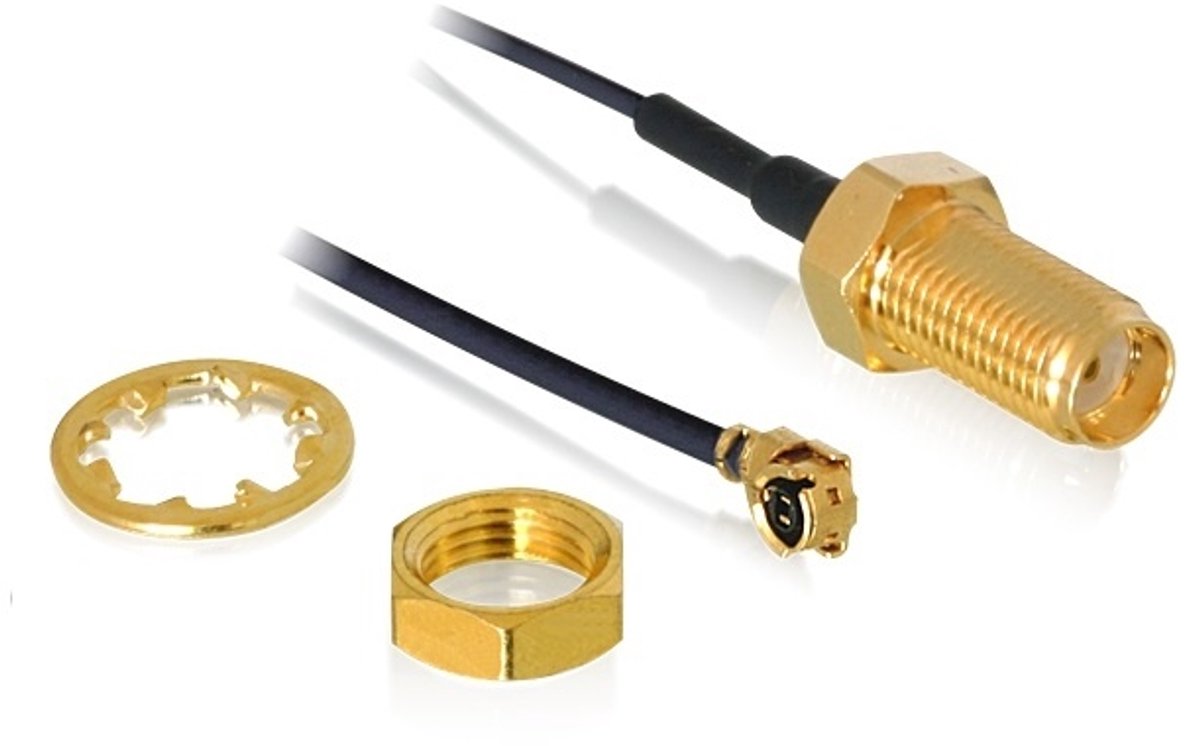 MHF I (v) - SMA (v) kabel - Micro Coax (1,37 mm) - 50 Ohm / zwart - 0,50 meter