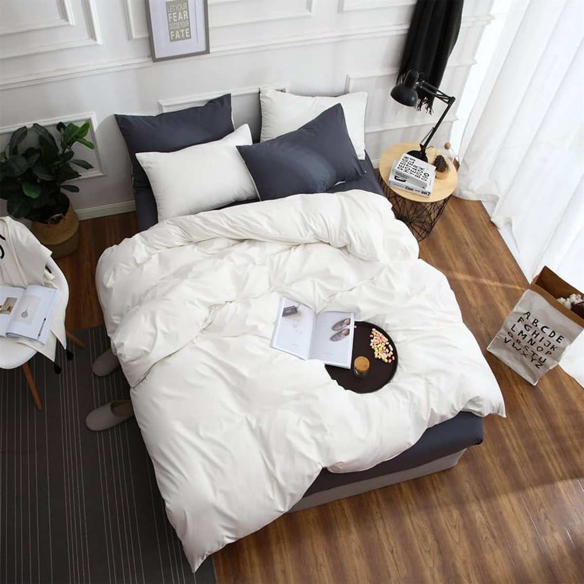 Image of 3-delige beddengoedset - microvezel - 1 dekbedovertrek + 2 kussenslopen - 155x220 cm