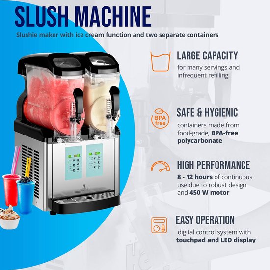 Royal Catering Slush Puppy Machine - Slush maker - 2 x 6 L van Royal Catering — afbeelding 2