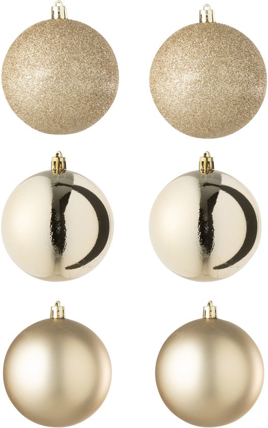 J-Line Boite De 6 Boule De Noël Plastique Champagne