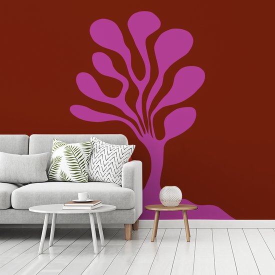 Behang - Fotobehang Boom - Paars - Cirkel - Vloeiend - Breedte 375 cm x hoogte 300 cm