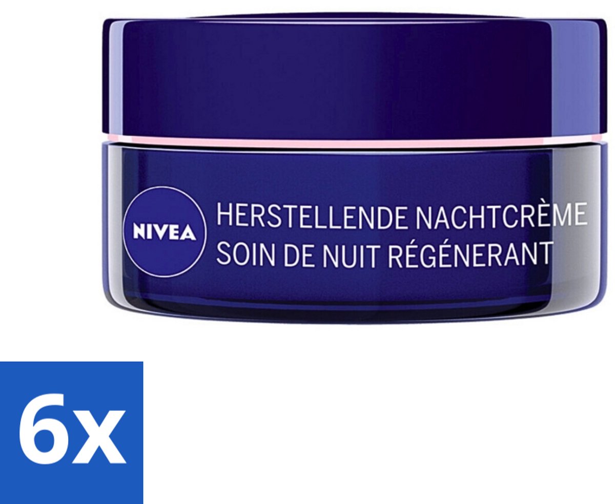 6 x NIVEA - Nachtcrème - Essentials +24U Voedend - Voor gevoelige & droge huid - Met Sheaboter & Amandelolie - 50 ml - Nivea Nachtcreme - Voedende Nachtcreme - Droge Huid - Gevoelige Huid - 24 Uur Hydratatie