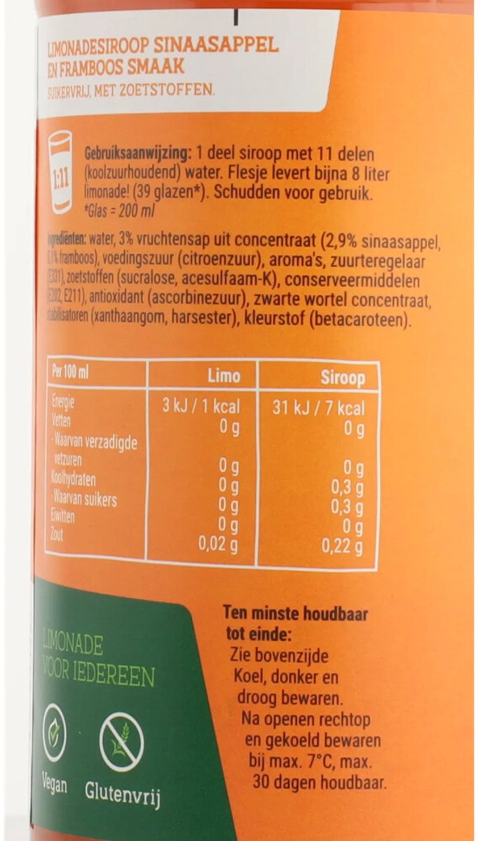 Slimpie Siroop Sinaasappel Framboos - 5 x 650 ml - Voordeelverpakking