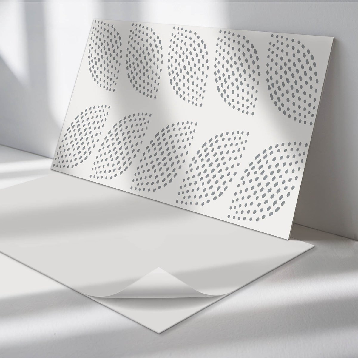 Wallfluent Vinyl Tegels - Bladpatroon met Stippen Vinyl Vloer Tegels - 40 cm x 20 cm - Grijs PVC Tegels - Verpakking van 10 stuks - Rechthoek PVC Tegels - Texturen Plaktegels - Zelfklevende Vinyl Tegels - Plaktegels Keuken en Badkamer