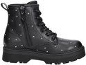 Zwarte Skechers laars met studs, veters en rits.