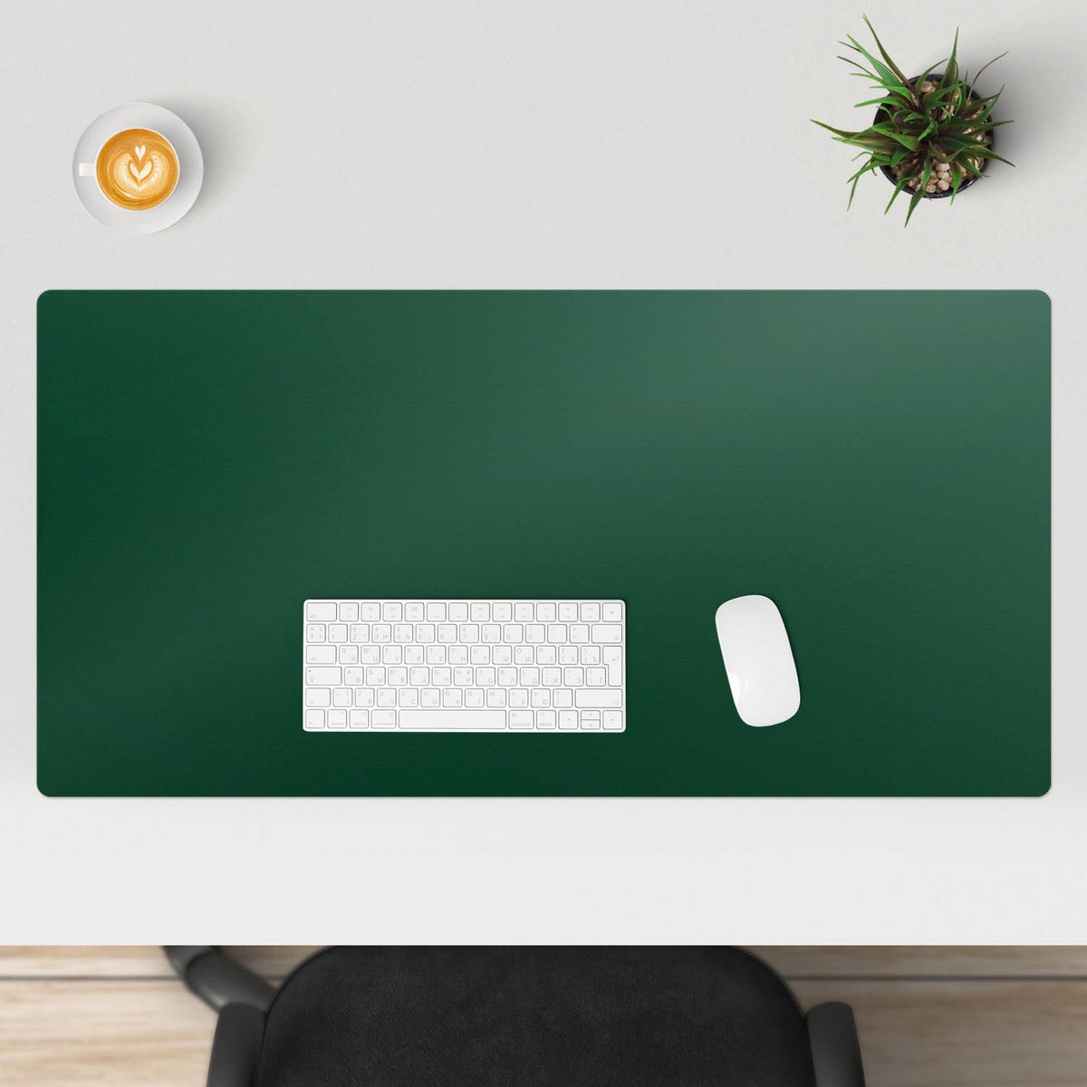 Wallfluent - Groene Eucalyptus Bureau Onderlegger - 100x50 cm - Donkergroen Bureau Onderlegger Groot - Koele en donkere kleuren Onderlegger Bureau - Computer Mat - Kantoor Decoraties - Bureauonderlegger XXL