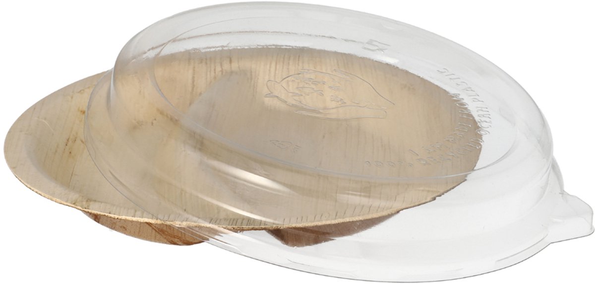 Image of 10 Borden, palmblad 2-vaks 300 ml Ø 23 cm · 5,3 cm met rPET deksels