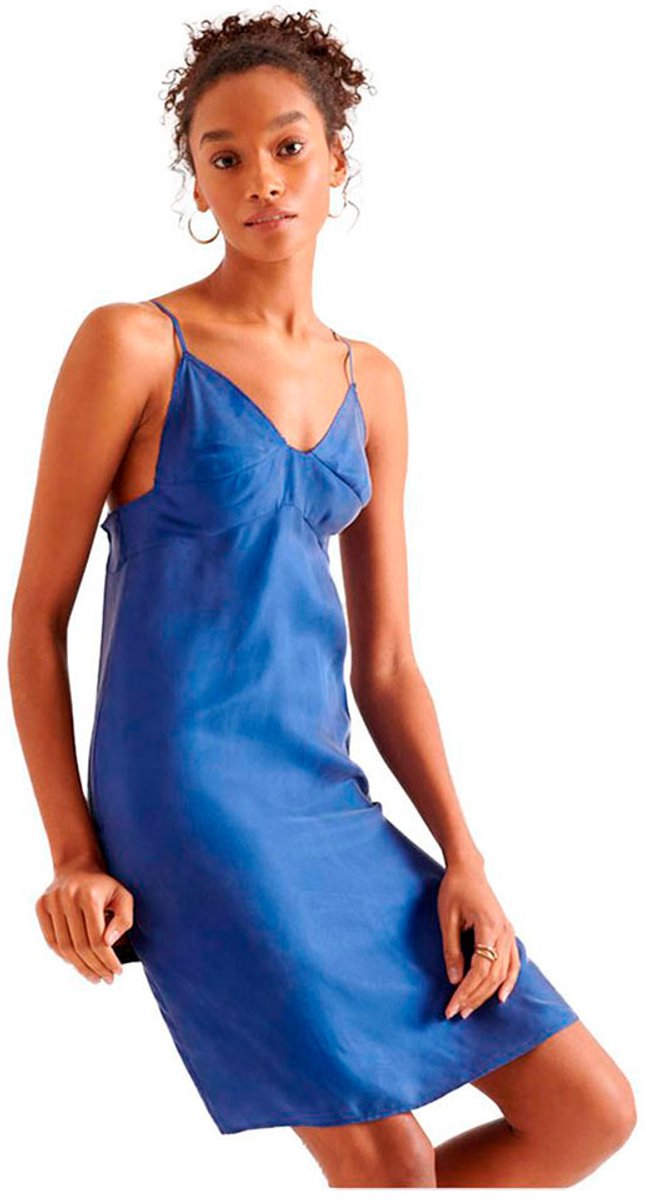Superdry Cupro Cami Korte Jurk S Vrouw Blauw