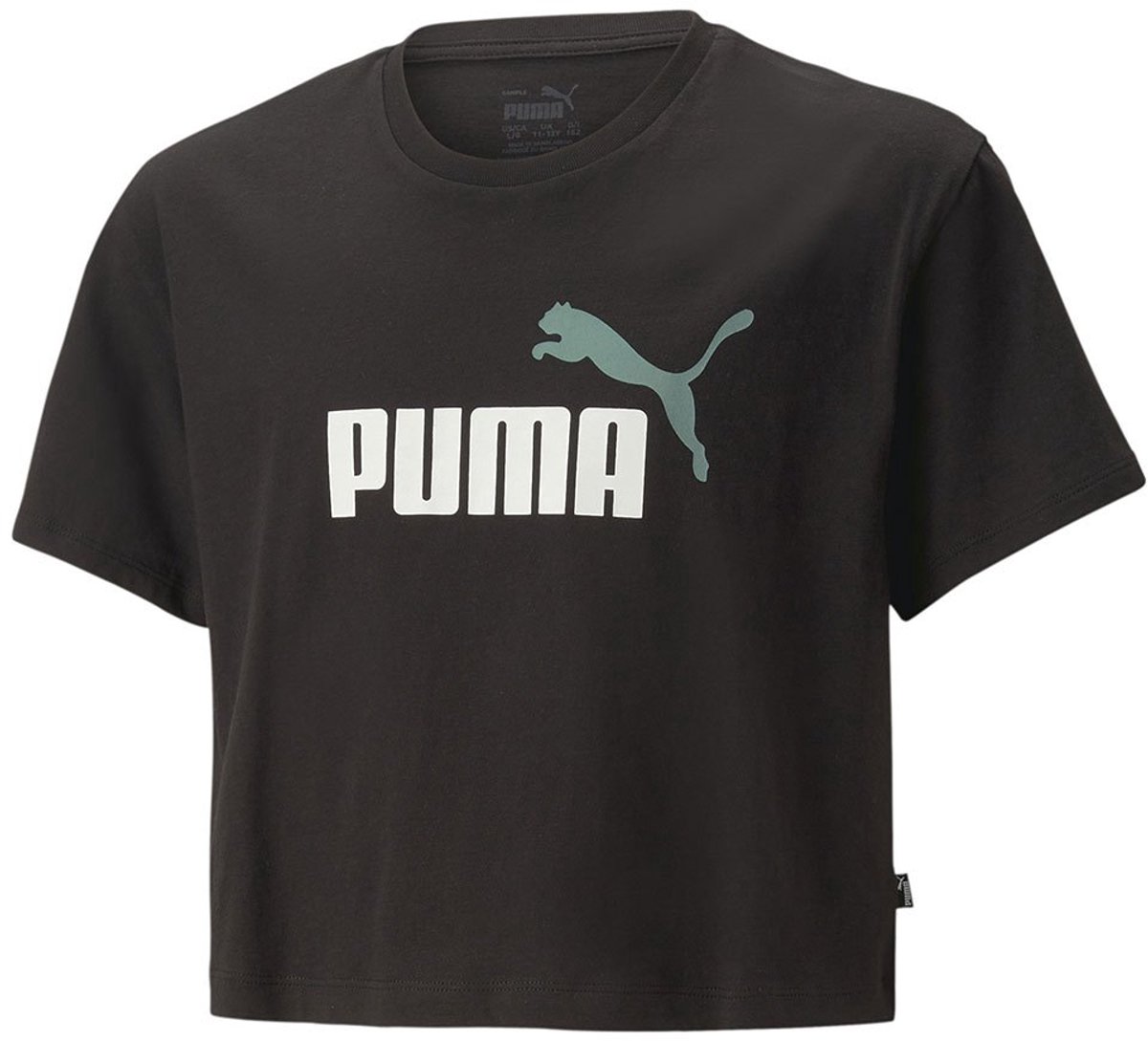 Puma Logo Cropped T-shirt Met Korte Mouwen 5-6 Years Meisje Zwart