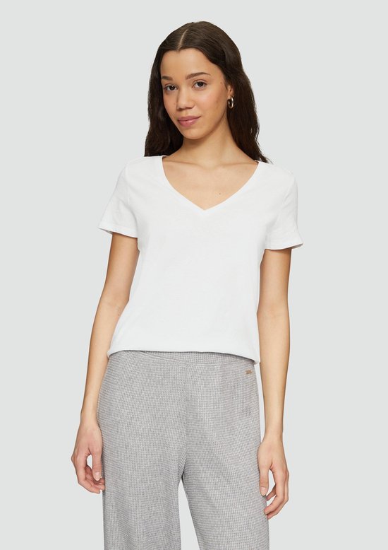Q/S designed by - T-shirt - Maat L - Vrouwen - wit - katoen