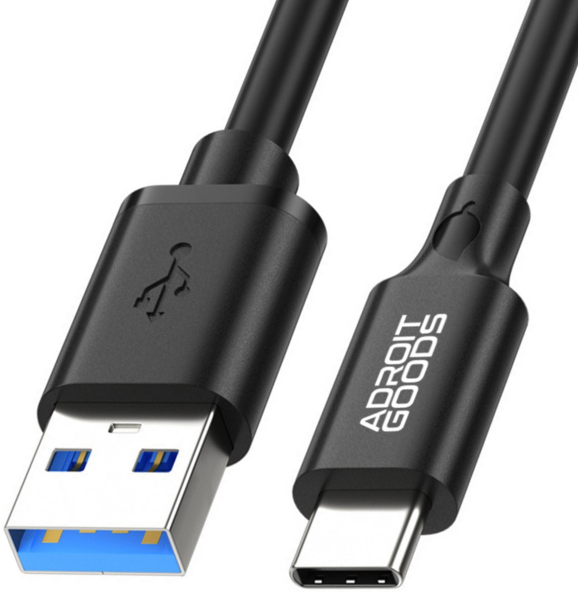 AdroitGoods USB-A naar USB-C Kabel 3A Fast Charge & Data 5Gbps – 0.5m
