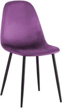 CLP Napier Eetkamerstoel - Modern Design - Zonder armleuning - Metalen Onderstel - Comfortabele Rugleuning - Max. 150 kg - Fluweel/purper