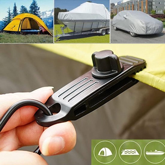 Tenttapijt Clips met Schroef - Doekklem clip - 10 stuks - Zeilklemmen - Kamperen - Zeilclips - Dekzeil - Tentdoek - Luifel Klem - Tent clips - Tarp Clips - 8.5*2.6*2.8CM — afbeelding 2