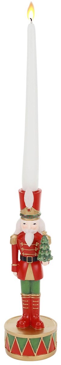 Goodwill Kaarsenhouder Notenkraker Goud-Rood-Groen H 25 cm
