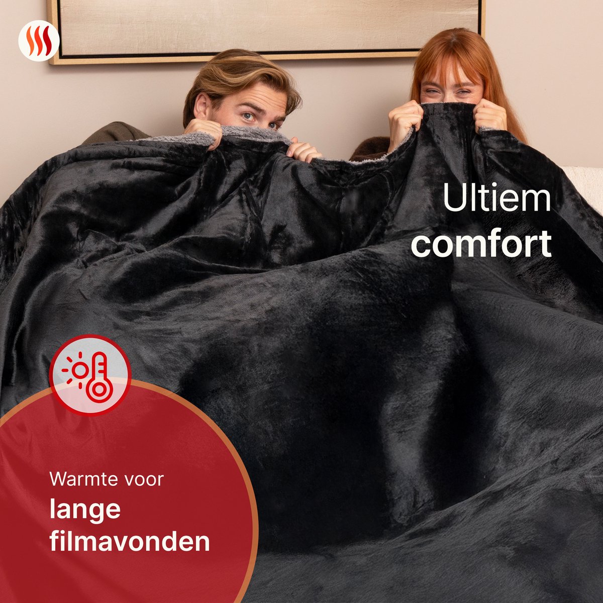Afbeelding 3 van Seranova Elektrische Deken XXL - Extra Warmtedraden - Premium Model - 200x180 cm - 2 persoons Warmtedeken - Dubbelzijdig Fleece Sherpa - Grijs