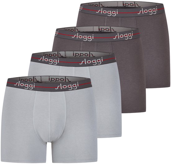 Pak van vier Sloggi boxershorts in grijstinten met elastische banden met Sloggi-logo.