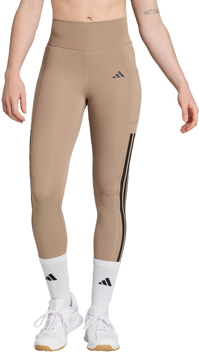 adidas Performance Optime 3-Stripes Full Length Legging Dames Bruin