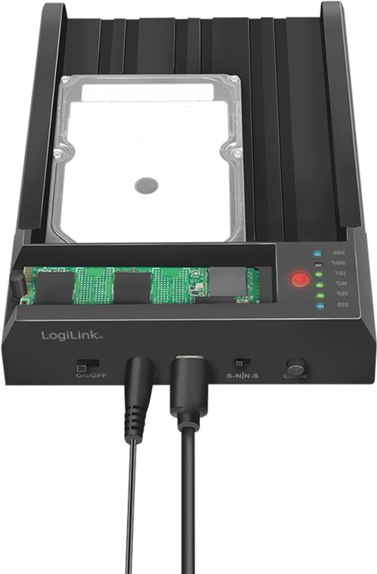 Logilink Quickport - HDD / SSD Dockingstation Schächte: 2 - 2.5 / 3.5 gemeinsam genutzt, M.2 (6,4 cm/8,9 cm gemeinsam genutzt) - M.2 NVMe Card / SATA 6Gb/s - USB 3.2 (Gen 2) - Schwarz (QP0031) van LogiLink — afbeelding 4