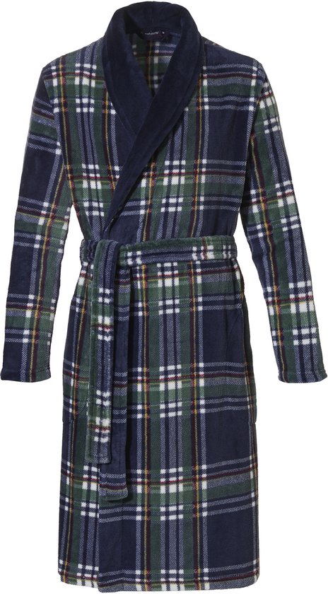 Groene herenbadjas Schotse ruit - fleece-XXXL-58