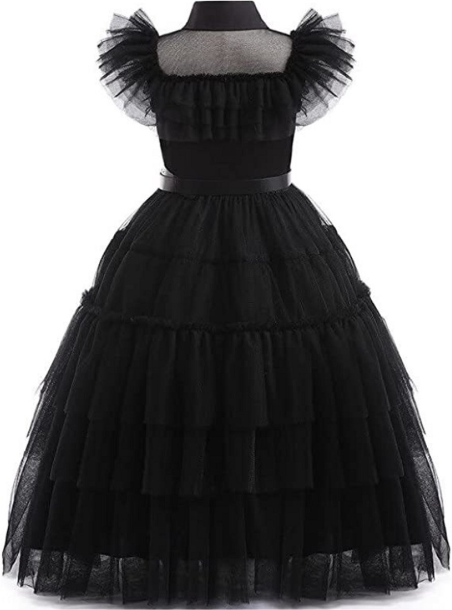 Joya Kids® Gotische Jurk Kind | Halloween Verkleedjurk Meisje | Zwarte Tule Jurk met Riem | Gothic Verkleedkleding Kind | Horror Films Kostuum | Family Kostuum | — afbeelding 16