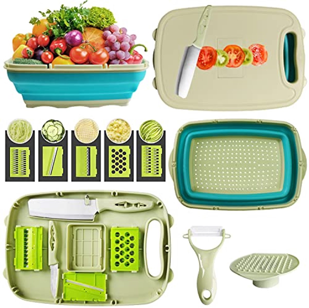 Multifunctionele 9-in-1 Snijplank en Afvoermand voor Outdoor en Keuken