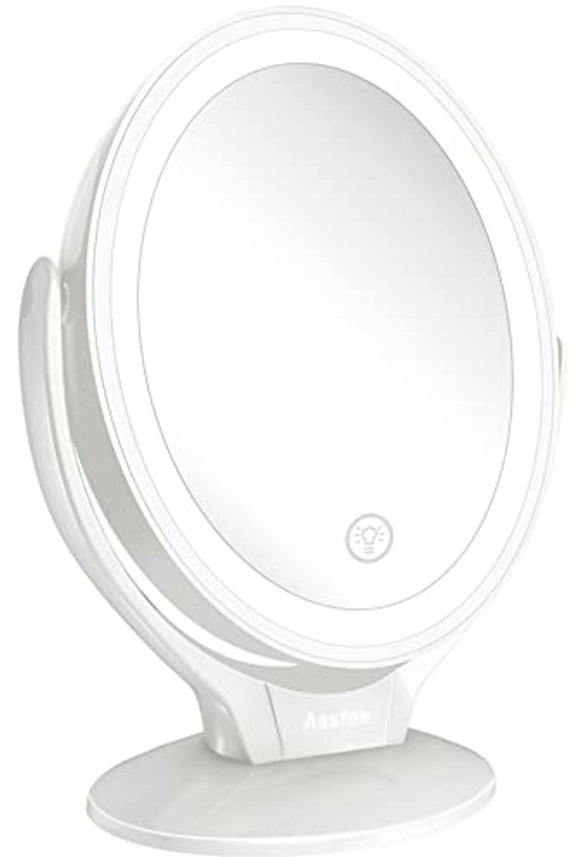 Oplaadbare LED Make-Up Spiegel met 1x/7x Vergroting en Dimbaar Touchscreen