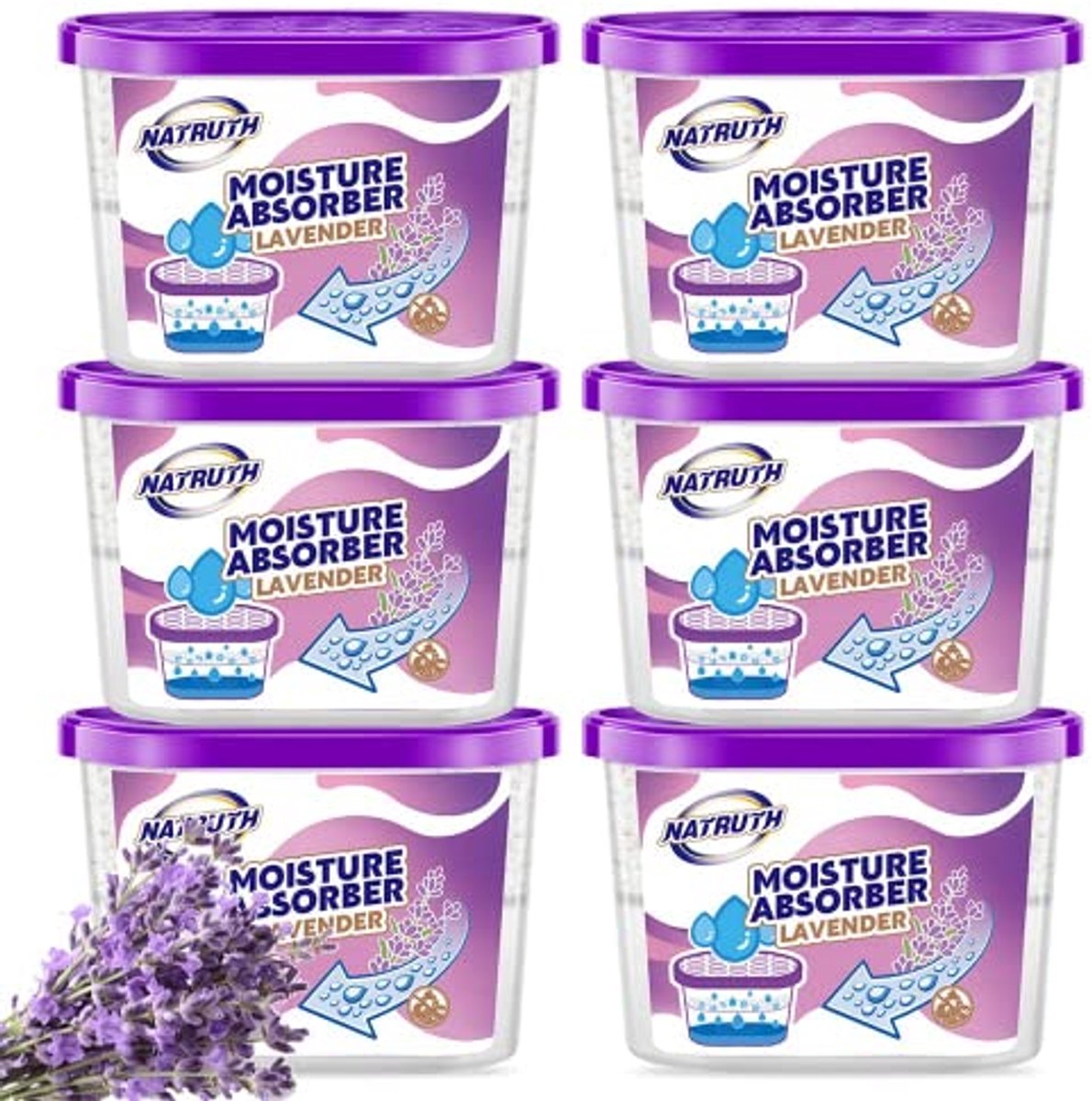 Draagbare kastontvochtiger - 500 ml vochtabsorberende emmer (6 stuks)