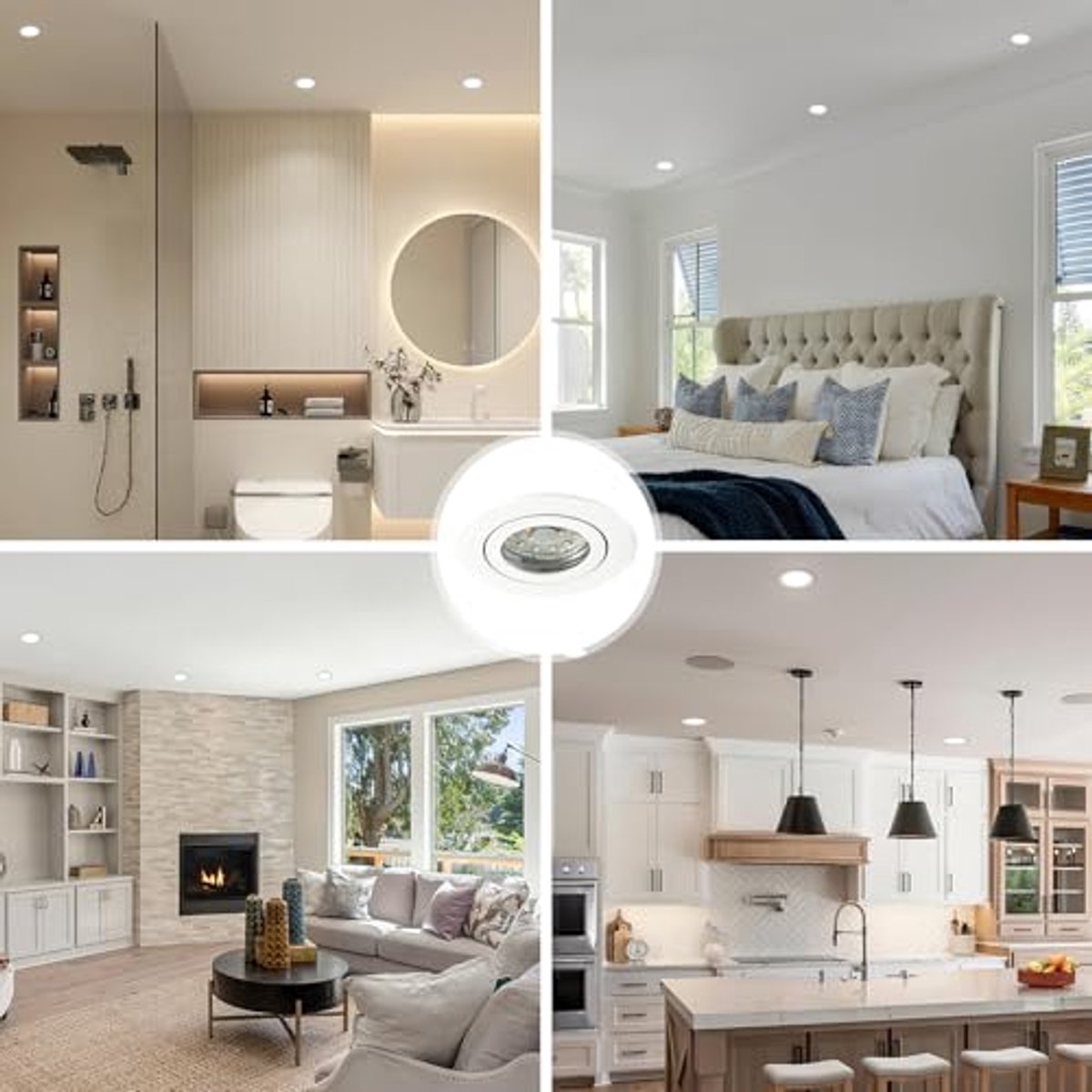 4x LED Inbouwspots Rond Wit IP44 | Aluminium Verlichting voor Binnen en Buiten | 230V | Voor Badkamer en Woonkamer