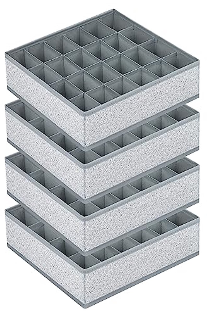 Lade-organisatorverdelers, 4-pack sokkenorganisator voor ondergoed en accessoires