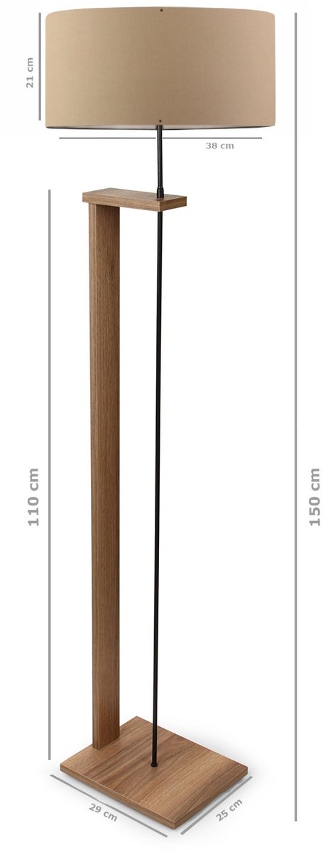 Asir - Houten Vloerlamp - Lichtbruin - 21 x 38 x 150 cm