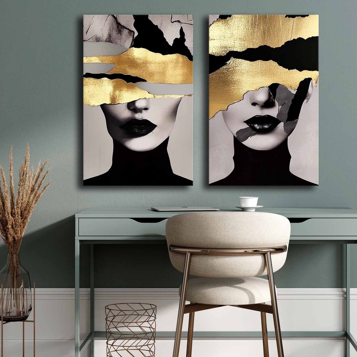 Asir - Decoratief Canvas Schilderij - 2 Stuks - Veelkleurig - 95 x 70 cm