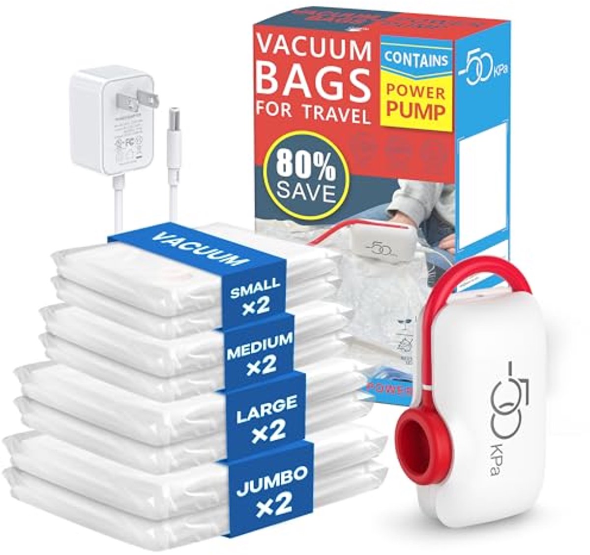 Vacuum Bags for Clothes with Electric Pump - Space Saving Storage Solution