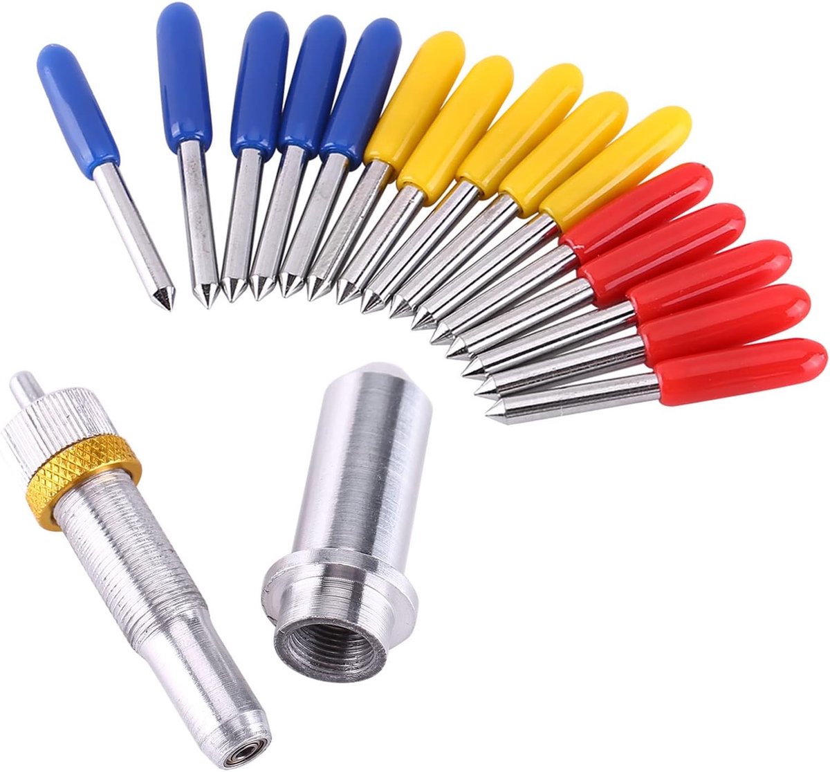 15pcs Tungsten Steel Plotter Cutter Blades - Vinyl Cutter Cutting Tools 30, 45, 60 Degree met Houder