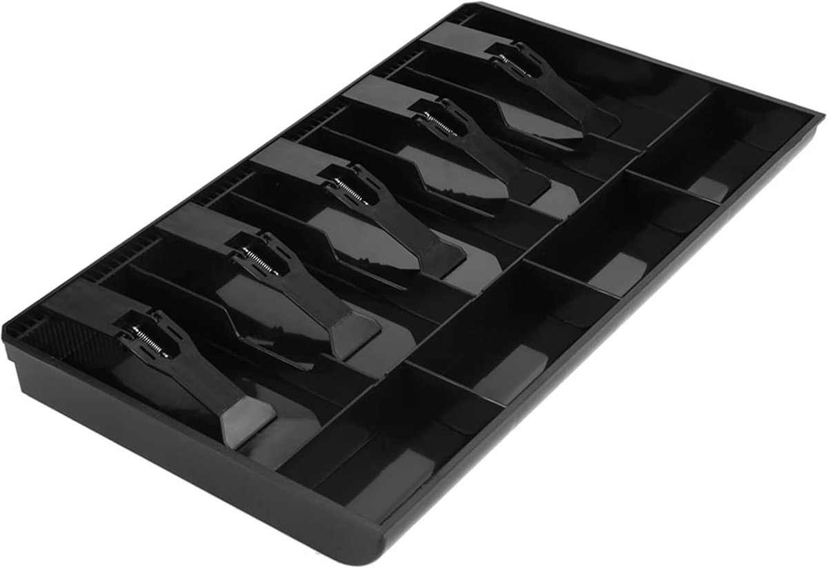 Five Grids Cash Drawer - Register Insert Coin Tray - Cashier Tidy Storage Safe Box - Black Cash Registers Supplies - Storage Parts Box